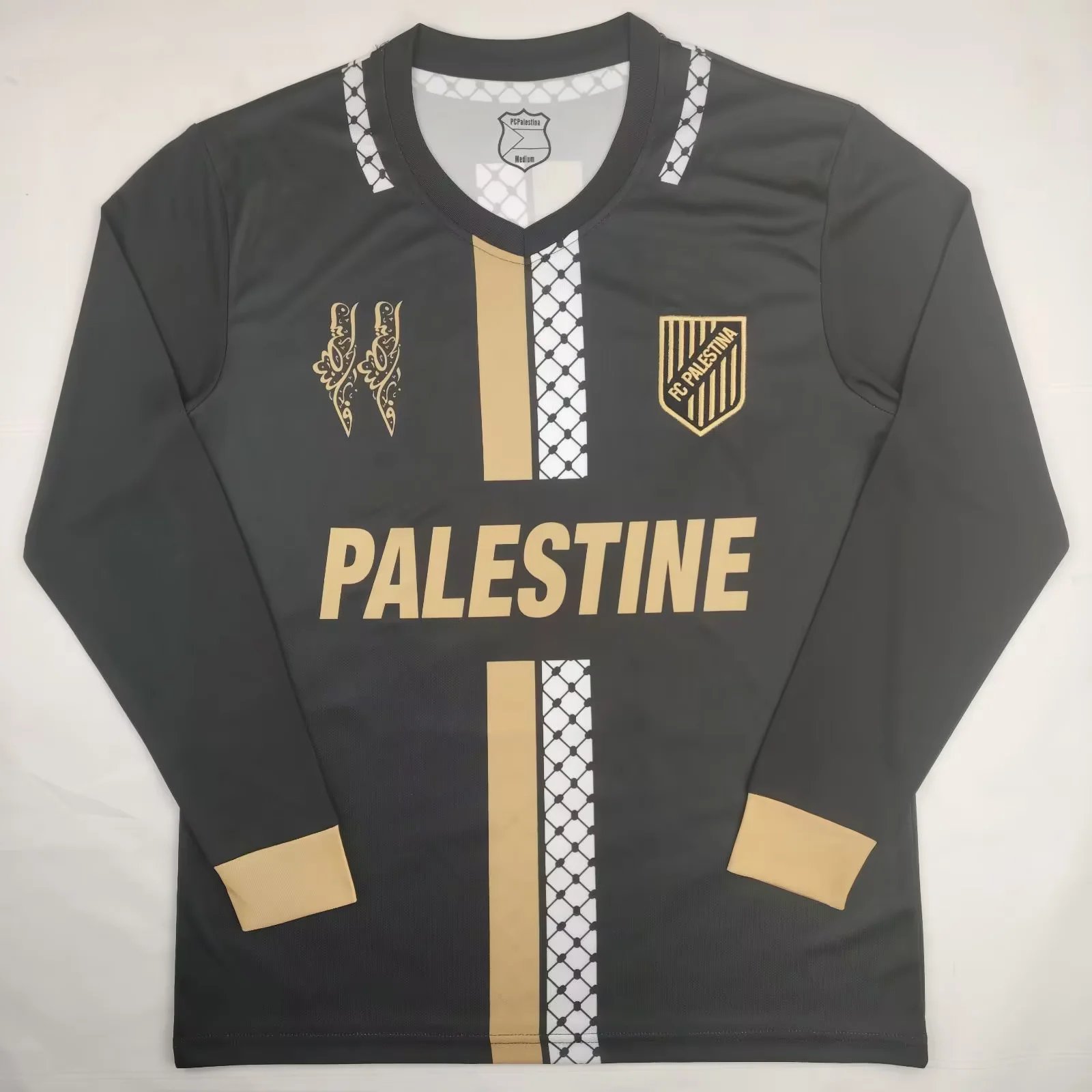AAA Quality Palestine 24/25 Golden/Black/White Long Jersey
